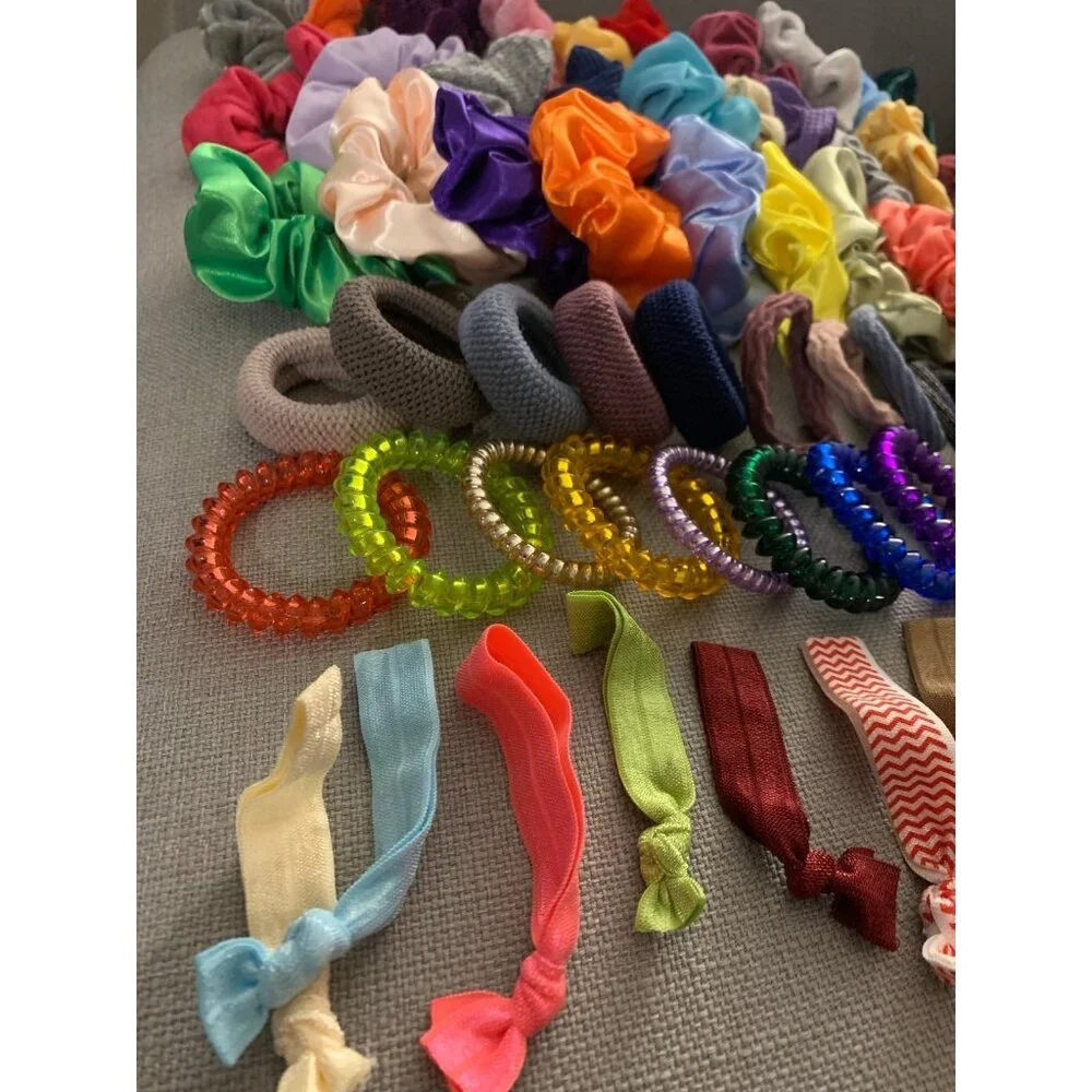 Hair Scrunchie Tie Neutral Color Assorted Bundle Set of 75